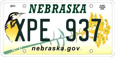 NE license plate XPE937