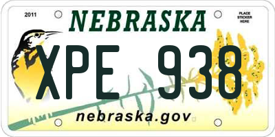NE license plate XPE938