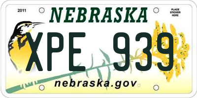 NE license plate XPE939