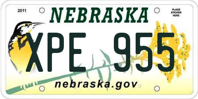 NE license plate XPE955