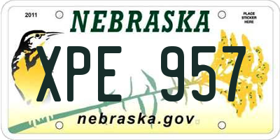 NE license plate XPE957