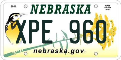 NE license plate XPE960