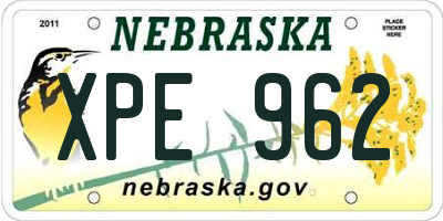 NE license plate XPE962