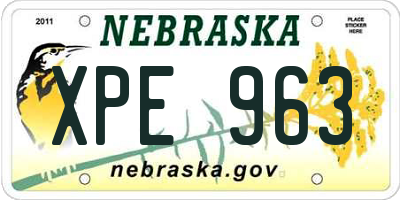 NE license plate XPE963