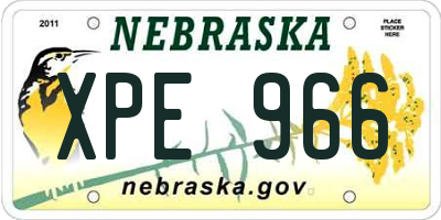 NE license plate XPE966