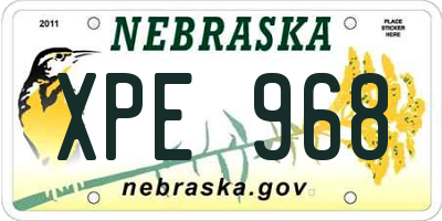 NE license plate XPE968