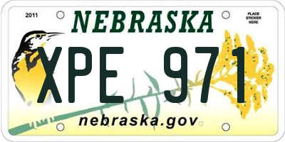 NE license plate XPE971