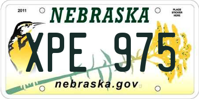 NE license plate XPE975