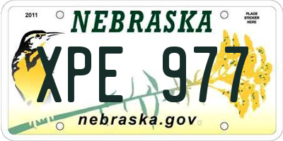 NE license plate XPE977
