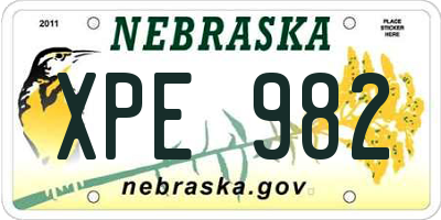 NE license plate XPE982