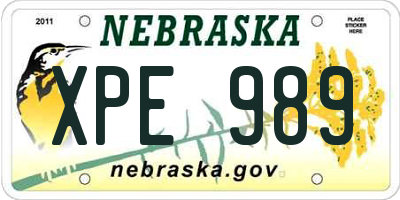 NE license plate XPE989