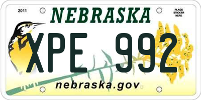 NE license plate XPE992