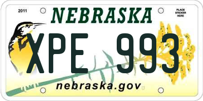 NE license plate XPE993
