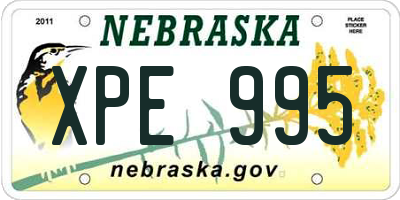NE license plate XPE995