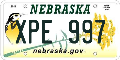 NE license plate XPE997