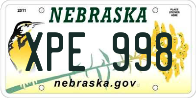 NE license plate XPE998