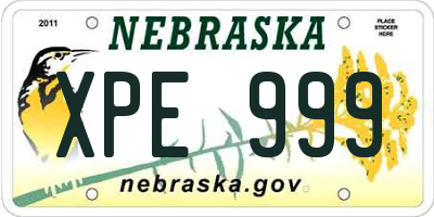 NE license plate XPE999