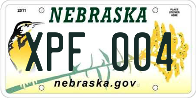 NE license plate XPF004