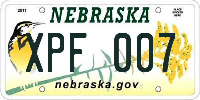 NE license plate XPF007