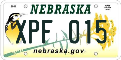 NE license plate XPF015
