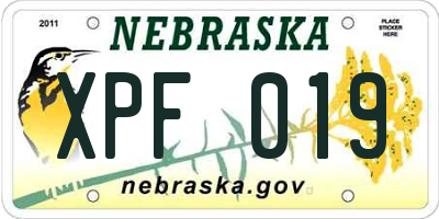 NE license plate XPF019