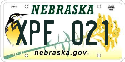 NE license plate XPF021