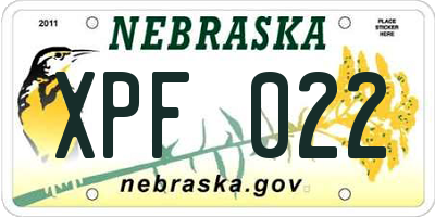 NE license plate XPF022