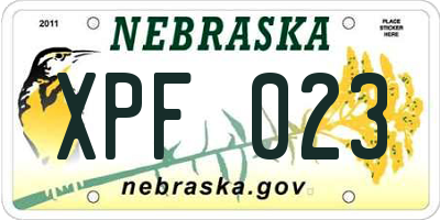 NE license plate XPF023