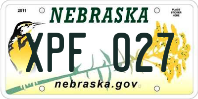 NE license plate XPF027
