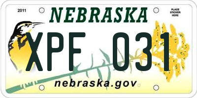 NE license plate XPF031