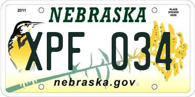 NE license plate XPF034