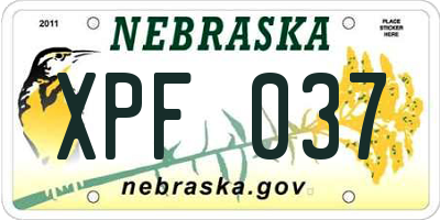 NE license plate XPF037
