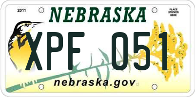 NE license plate XPF051