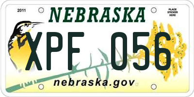 NE license plate XPF056