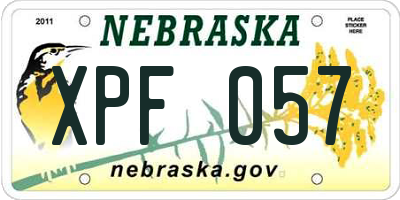 NE license plate XPF057