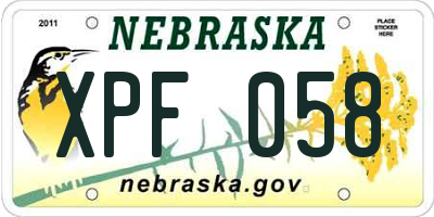 NE license plate XPF058