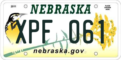 NE license plate XPF061