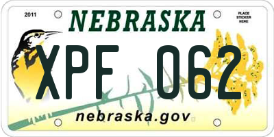 NE license plate XPF062