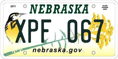 NE license plate XPF067