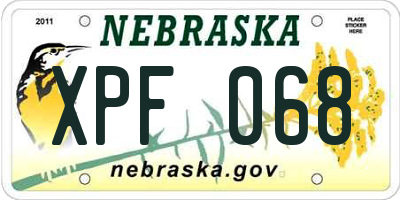 NE license plate XPF068