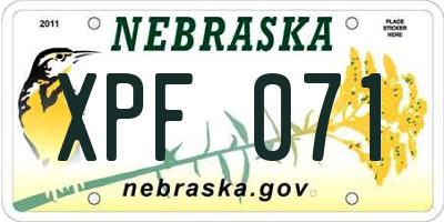 NE license plate XPF071