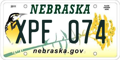 NE license plate XPF074