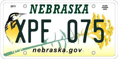 NE license plate XPF075