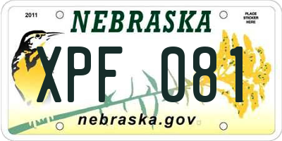 NE license plate XPF081