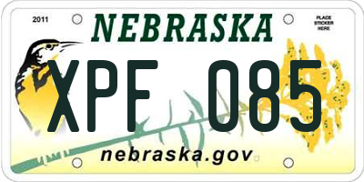 NE license plate XPF085
