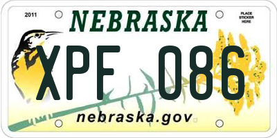 NE license plate XPF086