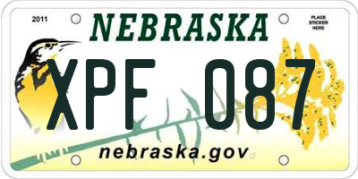 NE license plate XPF087