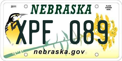 NE license plate XPF089
