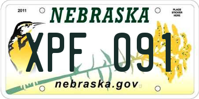 NE license plate XPF091
