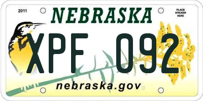 NE license plate XPF092